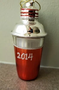 NEU SUR la TABLE Cocktail SHAKER ROT & SILBER Glas Ornament Weihnachten Martini 2014 - Bild 1 von 5