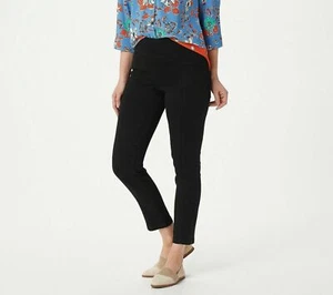 DENIM & CO Damen Ankle Jeans breiter Bund Nähte schwarz Übergröße 28 - Bild 1 von 4