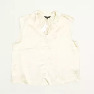 NEW Banana Republic Women's Blouse V Neck Sleeveless Polyester Beige Size 2XL - Picture 1 of 8