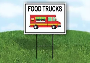 FOOD TRUCKS BORDO NERO Cartello da cortile strada con supporto INSEGNA PRATO - Foto 1 di 5
