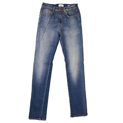 Pantalones de mezclilla cerrados para mujer Britney ajustados azul profundo vintage talla 26 Foto 1 de 4