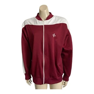 Vtg TRACK 1 Size L Chest 100cm Unisex Tracksuit Top Zip Front AUSSIE Made Maroon - Foto 1 di 11