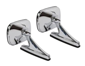UNIVERSAL CHROME RECTANGLE MIRRORS CLASSIC VINTAGE MUSCLECAR HOTROD PAIR LH & RH - Picture 1 of 2