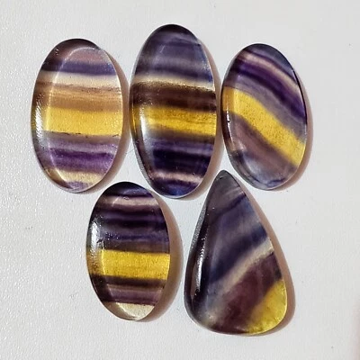 Lote de 5 piezas de piedras preciosas cabujón fluorita natural de 168,15 quilates 1 Foto 1 de 4