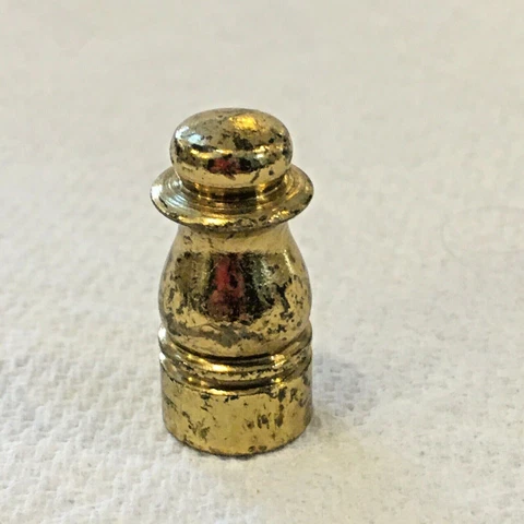 Vintage Small Basic Brass Finial A Bit Distressed 1/4" Dia For Screw 1" Tall Cover