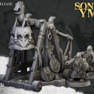 Dwarf Catapult x 4 crew–Highlands Miniatures–Sons of Ymir - Picture 1 of 3