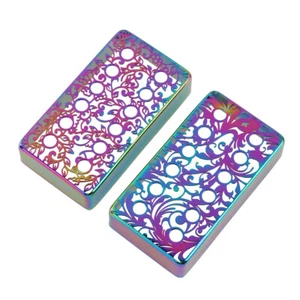 2PCS 12-Hole Carved Humbucker Guitar Pickup Cover Brass 50mm & 52mm Rainbow - Picture 1 of 5