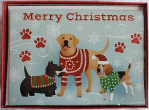 NEW Dog Christmas Card Set Lab Scottie Beagle 15 Embellished Cards - Picture 1 of 2