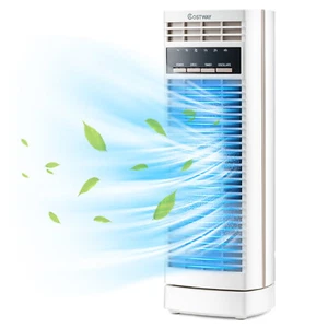 Costway Electric Desk Fan 14" Mini Oscillating Tower Fan w/3 Speed & Timer White - Picture 1 of 8