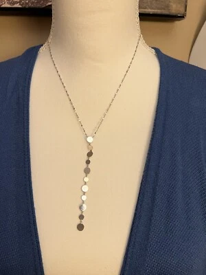 Collar Lana Jewelry Lariat Disco Desnudo Oro Blanco 14k Foto 1 de 3