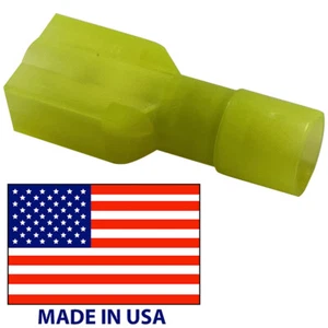 (100) T&B Yellow Fully Insulated Nylon Male 10-12 AWG 1/4" Stud Quick Disconnect - Picture 1 of 5