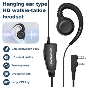 2 Pin Walkie Talkie Earpiece Headset Mic PTT Two-way Security Radio Earphone - Picture 1 of 20
