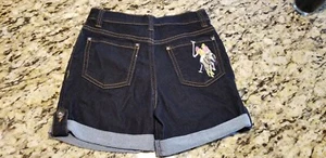 U.s Polo Girls Youth Blue Denim Shorts Size 8 jeans NK08 embroidered pocket nwot - Picture 1 of 2