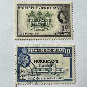 BRITISH HONDURAS STAMPS LOT HURRICANE HATTIE OVERPRINTS QUEEN ELIZABETH II