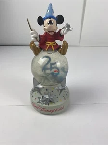 Disney World 25th Anniversary Mickey Mouse Fantasia Wizard Musical Snow Globe - Picture 1 of 8