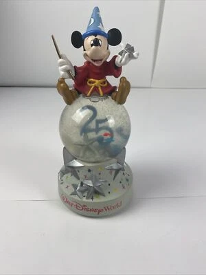 Disney World 25 Aniversario Mickey Mouse Fantasía Mago Musical Globo de Nieve Foto 1 de 4
