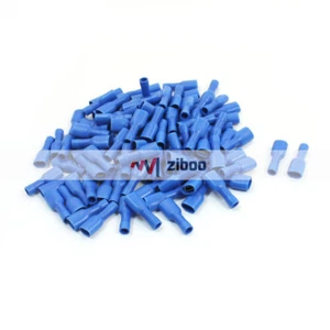 100 Stck. Blau Wiederverdrahtet Isoliert Crimp Terminal Spaten Stecker 16 - 14 AWG Kabel - Bild 1 von 4