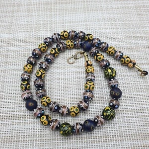 Stunning Vintage Venetian Aventurine & Eyes Glass Beaded Necklace - Picture 1 of 22