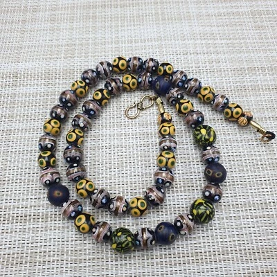 Impresionante collar vintage de aventurina veneciana y ojos con cuentas de vidrio Foto 1 de 4