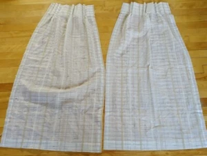 Cortinas vintage 2 paneles listos para ganchos rayas tejidas blancas y tostadas a cuadros 15"×43" - Imagen 1 de 4