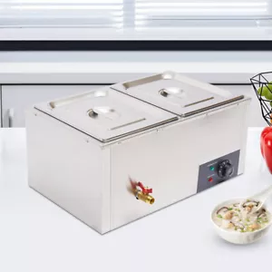 110V 2 Sartenes Buffet Vaporera Encimera Calentador de Alimentos Mesa de Vapor 2.64 Galones Capacidad - Imagen 1 de 13