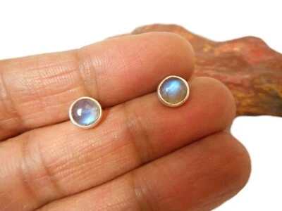 Fiery Round  Labradorite  Sterling  Silver 925 Gemstone  Stud Earrings - 5 mm - Image 1 of 4