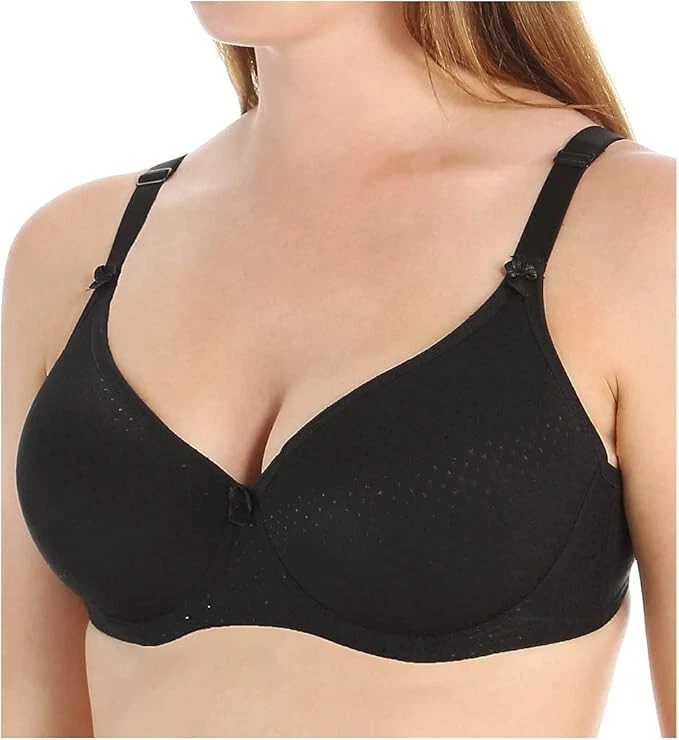 Carnival Full Figured Seamless Jacquard Dots Bra Black 40DD - Image 1 of 1
