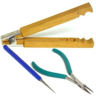 Bead Knotting Pliers & Bead Vise Holder & Awl 3 Tools Beading Jewelry Repair - Image 1 of 4