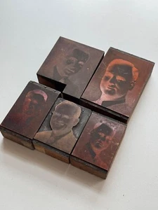 Vintage Antique Wood Block Male Photo Letterpress Blocks Lot of 5 - Picture 1 of 5
