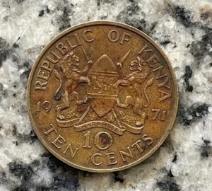Selten Alt 1971 Republik Von Kenia 10 Cent Münze, Sammlerstück - Bild 1 von 12