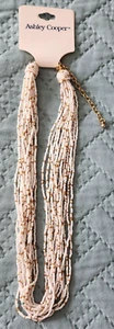 Ashley Cooper Multi Strand Beaded Necklace White Gold 18" NEW - Picture 1 of 3
