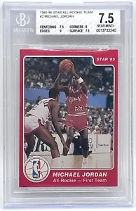 1985 Star All-Rookie Team #2 Michael Jordan BGS 7.5 NM+ - Picture 1 of 2