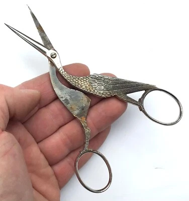 ANCIEN CISEAU DE COUTURE CIGOGNE 14 CM SOLIGEN OLD SEWING SCISSOR STORK SHAPE - Photo 1/2