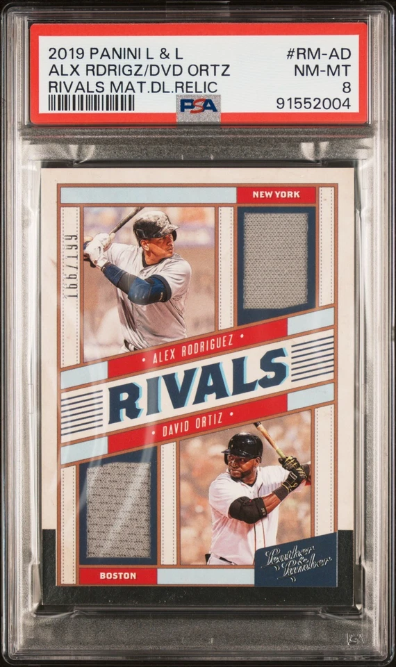 ALEX RODRIGUEZ DAIVD ORTIZ 2019 Leather & Lumber Rivals DUAL Materials SP /199 - Image 1 of 4
