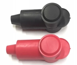Red & black pair of rubber battery or starter terminal insulator / boot - Picture 1 of 2