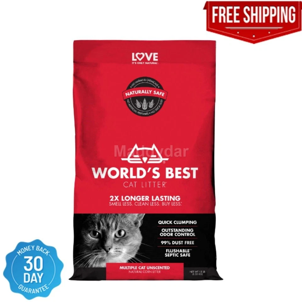 BRANDED World'S Best Cat Litter Multiple Cat Unscented Cat Litter, 15 Lb