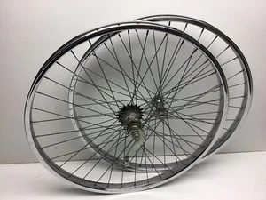 Vintage Schwinn 26” 1 3/4” S7 Chrome Bicycle Wheels Rims NICE - Picture 1 of 12