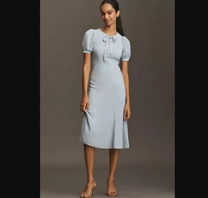 New 6 Reformation x Anthropologie Delia bow midi dress - Picture 1 of 13