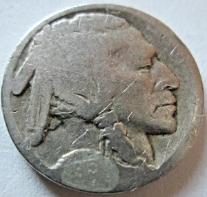 1915-P BÜFFELNICKEL, SÄUREBEHANDELT, STARKE GEBRAUCHSSPUREN, AG/G ZUSTAND, ZIRKULIERT - Bild 1 von 3