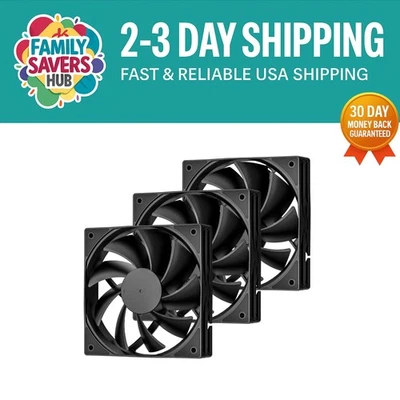 Darkrock 3 pack120mm Black Computer Case Fans High Performance Cooling Low Noise - Image 1 of 4