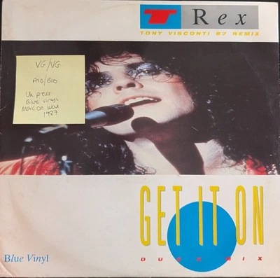 T-Rex Get It On Blue Vinyl Record VG/VG MARCB10 1987 - Image 1 of 2