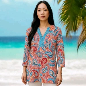 Camicetta Crown & Ivy Paisley donna Boho Cottage Core spiaggia colorata piccola come nuova - Foto 1 di 7