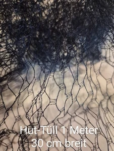 Antiker Hut-Tüll - Schwarz - 30 cm breit + 1 Meter lang  - Bild 1 von 1