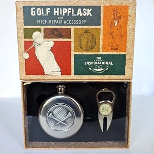Neu im Karton Golf Flachmann 5 Unzen Edelstahl mit Pitch Reparatur Zubehör Geschenk 1648 - Bild 1 von 7