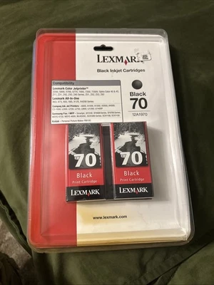 Lexmark Black inkjet Cartridges 70 2 Pack 12A1970 Sealed - Image 1 of 3