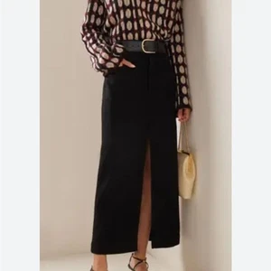 KHAITE Neer Denim Maxi Skirt in Dark Wash Black Denim, Size 29 - Picture 1 of 11