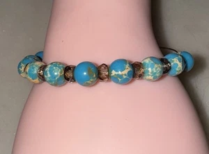 Bracciale Alex e Ani AQUA Giostra Cristallo Turchese Perline RITIRATO - Foto 1 di 11