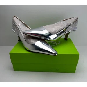 Sam Edelman Bianka Damen-Slingback-Pumps weich silberfarben Größe 8 M neu im Karton #22S - Bild 1 von 8
