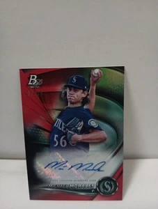 2022 Bowman Platinum Michael Morales RED Foil Auto 06/10 Seattle Mariners - Picture 1 of 6