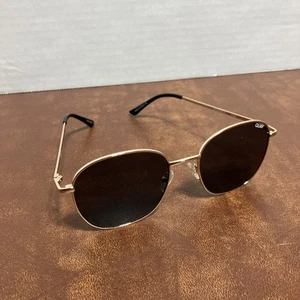 QUAY AUSTRALIA JEZABELL CLASSIC ROUND OVERSIZED SUNGLASSES GOLD/SMOKE 10225 NEW - Picture 1 of 4